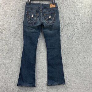 Y2K 90s True Religion Jeans Thick Stitch Boot Cut Blue WC92317QV Sz 27 X31 USA